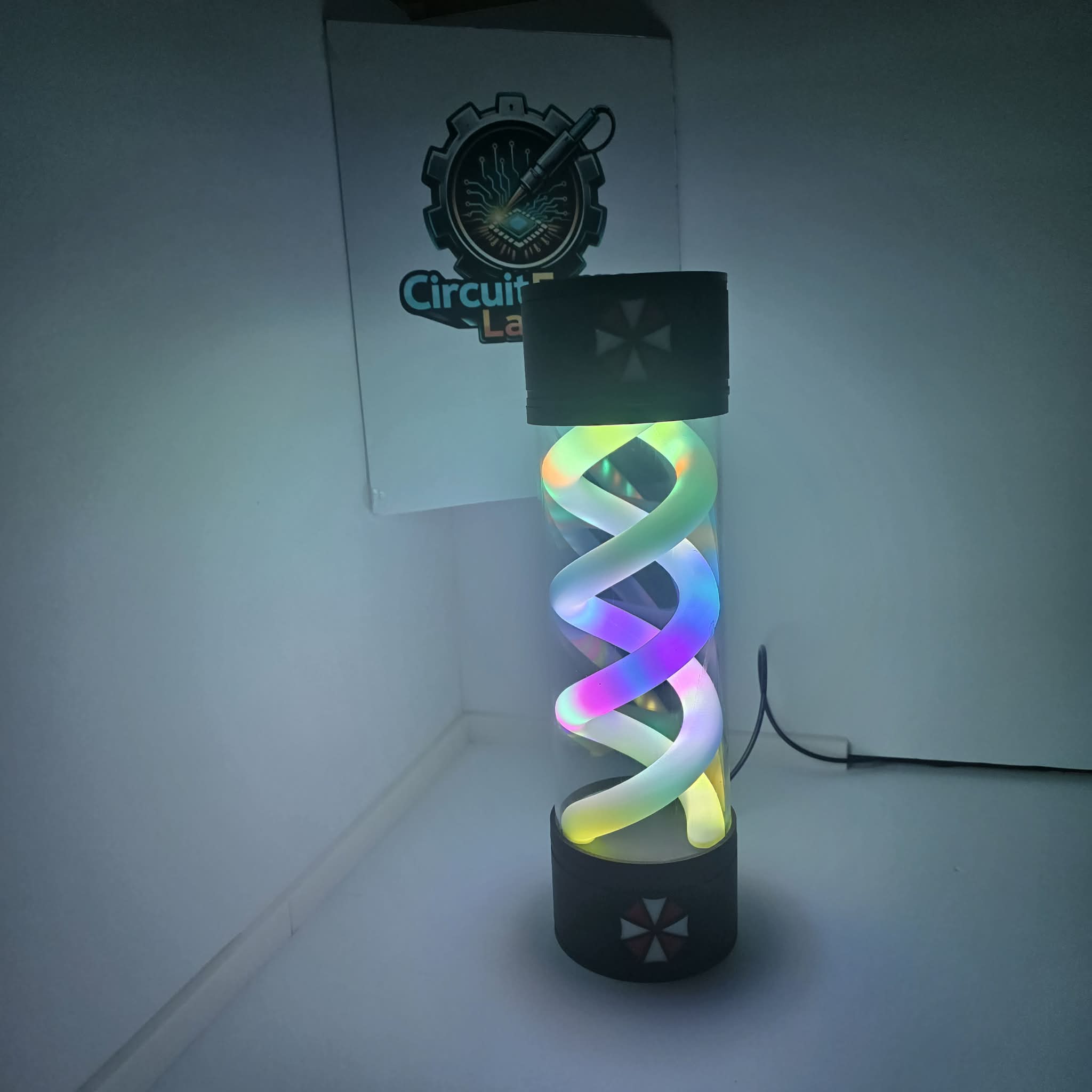 T-Virus RGB LED Lamp | Resident Evil Inspired Bioweapon Canister | ESP32 WLED Smart Light | Gaming Room Decor